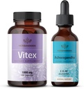 HERBAMAMA Vitex和Ashwagandha Kit - 1 000毫克的Vitex Casteberry Capsules & Ashwagandha液滴 2 fl oz - Vegan,非GMO,糖和无酒精 - 2包