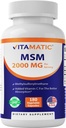 维生素MSM 2000毫克,每服维生素C 75毫克 - 180 Veg Capsules - 维生素C Aid in better absopriton of MSM(甲基磺酰甲烷) - 非GMO和Gluten Free