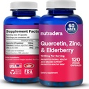 Quercetin 1000mg Veggie Capsules,非GMO, 老年莓锌Quercetin 补充物支持免疫,心血管和呼吸卫生,120 Capsules (Pack of 1)