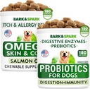 狗防腐剂 Chews + Omega 3 用于狗防腐剂 - 气体,痢疾,便秘,上位胃减肥剂 + 过敏和痒减肥剂 - 消化酶 + 预生剂 + Omega 3 - 皮肤和煤炭支持剂