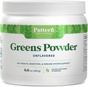 Pattern Wellness Greens Powder Superfood – 配有抗氧化剂,消化酶,纤维,Probiotic & Adapologine Blends – 支持古特,消化与免疫健康 – 30 services - 6.6 oz(不喜爱)