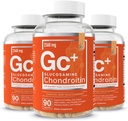 Glucosamine Chondroitin MSM Boswellia Serrata Hyaluronic酸补充剂 弹性联合支持抗氧化剂补充剂 -- 270个卡普尔(3包)
