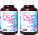 女性生物增生素(BioEmblem Beauty Probiotics),35亿CFU 14种含生物素的草原,Collagen,消化健康预生,毛皮和直肠,阴道增生素,海床稳定,60顶盖