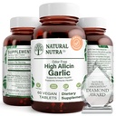 天然Nutra High Allicin Garlic 补充,支持免疫系统,改善心脏健康,改善酶健康,更好的消化,对抗冷和流感,Vanilla Coating, 500mg, 60 Vegan 片