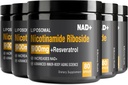 NAD 补充 - NAD+ 与 Nicotinamide Riboside (NR) 和 Resveratrol Quercetin 900mg 纯 NAD Plus 细胞修复健康老化脑功能,80 Capsules (Pack of 5).