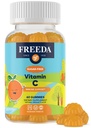 FREEDA 维生素C 儿童维生素C Gummys - 儿童无糖VIT C Gummy Chewable for 成人,青少年与儿童 - 经认证的Kosher,美味橙色Flavor,零糖免疫支持补充品(60Ct)
