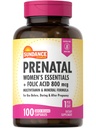 圣丹斯产前多维特敏 配有叶酸 100 快速释放卡普苏尔 800 mcg × × 非GMO,Gluten Free Supplor for Women