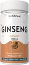 Ginseng Capsules 1000mg 粉末 | Panax Ginseng 草药补充 | Natural, Non-GMO, Gluten-Free for Daily Wellness (180 Counter (Pack of 1)).