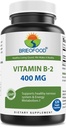 Brieofood食用维生素B2(Riboflavin)400mg,120 Veggie Capsules - Gluten Free,非GMO