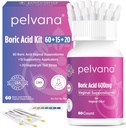 女性Pelvana Boric酸药箱 60+15 施用器+20 pH测试带 = 95 Piec Kit for Vincal Odor - 第三方实验室在美国测试和制造