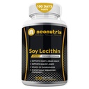 Soy Lecithin Capsules 1200 mg(每天1个,100个软胶) 磷脂类免疫辅助物富含支持代谢、脑和心脏健康与细胞功能,
