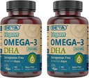 DEVA Vegan Omega-3 DHA 补充 - Once-Per-Day Softgels 200 MG - Carrageenan Free - Gelatin Free - 非 Fish - Algae Omega-3 Fatty Acids - 90 Softgels (Pack of 2) (简体中文).