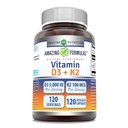 神奇的维生素D35000 IU 配有维生素K2 100 Mcg 120 Veggie Capsules Supplements QQ Non-GMO QQ Gluten Free QQQ 在美国制造