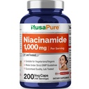 NusaPure Niacinamide 1000mg 200 Veggie Capsules (非GMO, Vegan) Flush Free(无胶囊)