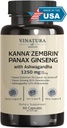 维纳图拉·坎纳·赞布林·斯塞莱提姆·托尔图奥苏姆-50mg·坎纳/服务,与阿斯瓦甘达,金森*脑健康,压力救济支助* Panax Ginseng 80% Ginsenosides Ashwagandha Capsules 10% Withanolides