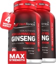 Herbtonics 韩红Panax Ginseng 1500mg - 峰值性能,焦点和生命力的能量补充 - 高概率 Ginseng根提取 - 240 Vegan Capsules