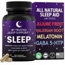 成人自然睡眠援助 最佳睡眠 你的生活 · · 瓦莱里安根 · · GABA · · 5- HTP · · · 梅拉托宁 · 120 非哈比人 · 组成 Capsules · 已测试