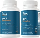 Tobias Adult Multivitamin & DIM Complex博士,支持男女的能源、免疫和荷尔蒙平衡,配有42种水果和蔬菜、生物牡蛎、布罗科利提取剂和钙、非GMO