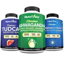 Nutrivein Premium TUDCA, Berberine 补充品和 Ashwagandha 补充品 Bundle: 高吸附性Berberine 综合体, Ashwagandha 根提取, & TUDCA 用于解毒、生命和健康