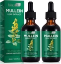 2 Pack Mullein Drops for Lungs, Natural Mullein 草药补充品,Mullein 叶片提取剂 for Lung cleanse and respiratory Support, 2.02 fl oz