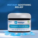 Hexagels Plus Aloe Vera - 用于防滑剂和舒缓燃烧护理的高级热液凝胶垫-脚、脚跟、脚趾、脚趾和安克勒保护,包200,1-英寸补丁,由Medagel, Paraben Free编写