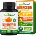 ForestLeaf Quercetin with Bromelain 1350mg - 与维生素C & Sting Nettle 补充剂的混合,Quercetin 500mg Capsules, Non-GMO Gluten 自由,天然免疫和呼吸功能,90 Veggie Caps